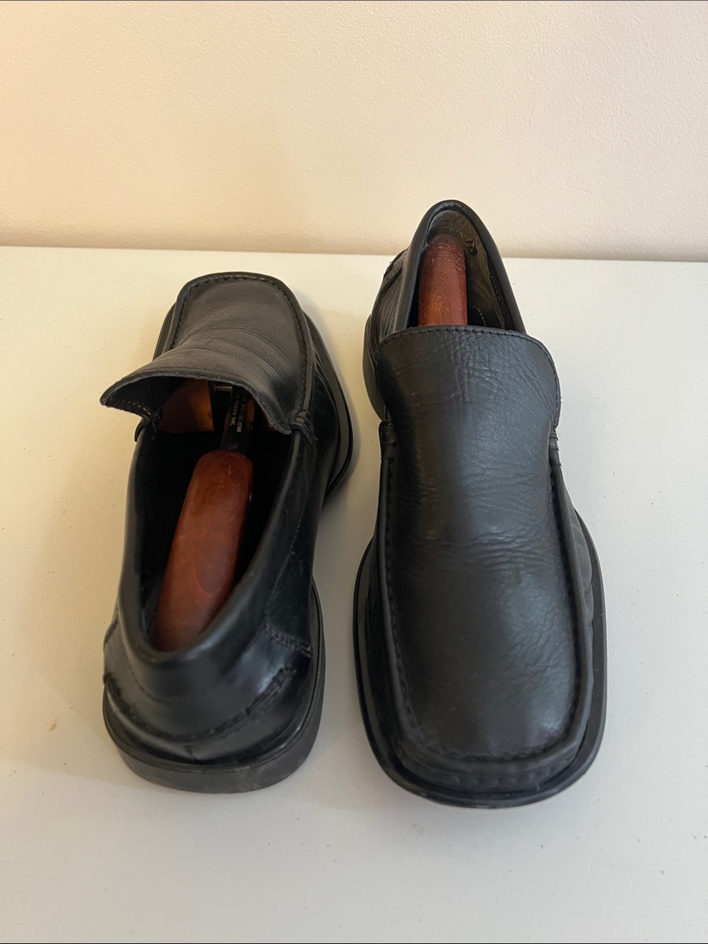 Italian Made Aldo Black Leather Slip-On Loafers